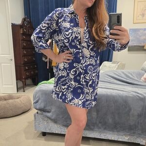 Lilly Pulitzer Captiva Tunic Shirt Dress in the Tide Pools print Size Large